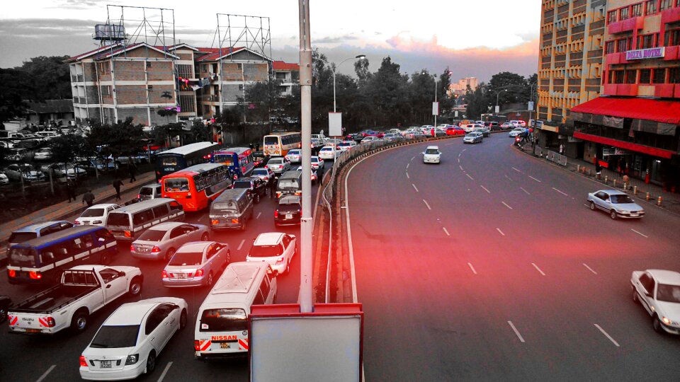 Cars highway skyline photo