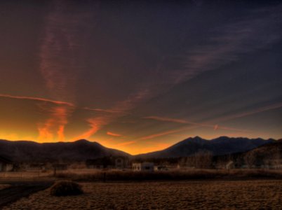 Peaks contrails (HDR) photo