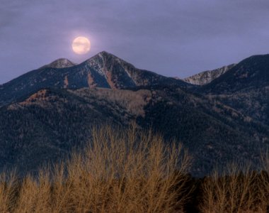 Peaks Moonset (HDR) photo
