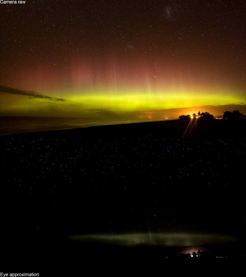 Aurora, camera vs eye