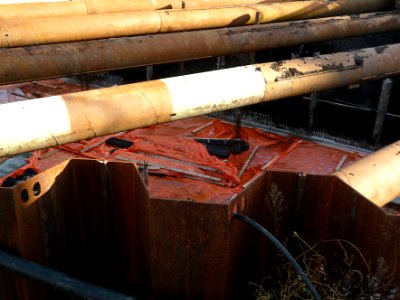 2015.01 - Amsterdam photo of a rusty Still-life - construction-site for building with concrete pilings in the waterlogged soil of my city; a geotagged free urban picture, in public domain / Commons CCO;  city photography by Fons Heijnsbroek, Netherlands