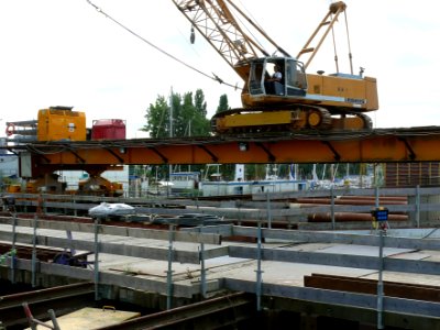 2007.08 - 'View over the metro construction site' with the rolling crane overhead; location on the North side of the city, opposite Central Station, on the other side of the water IJ; Dutch city photo + geotag, Fons Heijnsbroek, The Netherlands photo