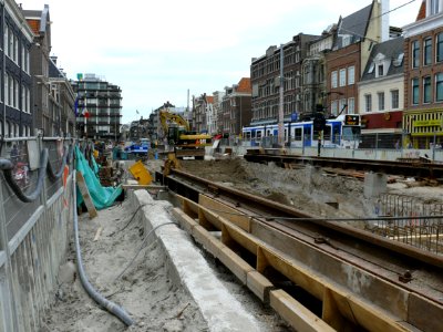 2007.08 - 'View over the long construction site' of the new metro tunnel under the city-center of Amsterdam,Prinsengracht / Vijzelgracht in the old city; Dutch photo + geotag - urban photography by Fons Heijnsbroek, the Netherlands photo