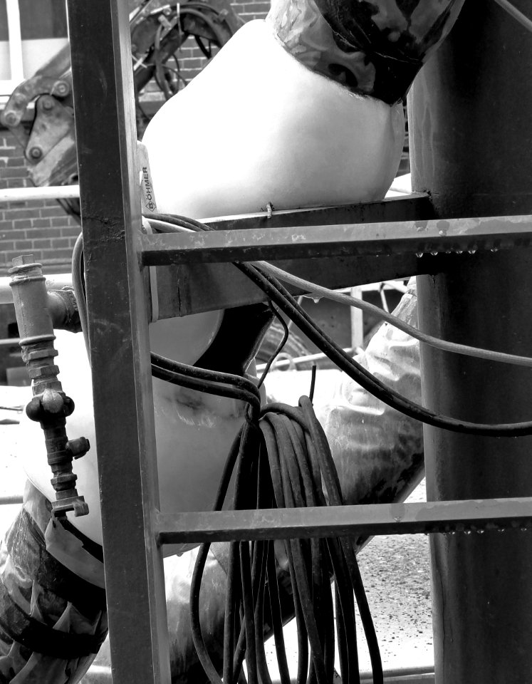 2013.06 - 'Black & White outdoor still-life of frozen pipe-lines by using nitrogen', - metro constructions in Amsterdam city; urban photography of the Netherlands, Fons Heijnsbroek