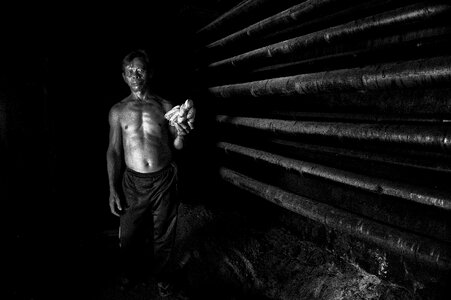 Worker indoor black and white