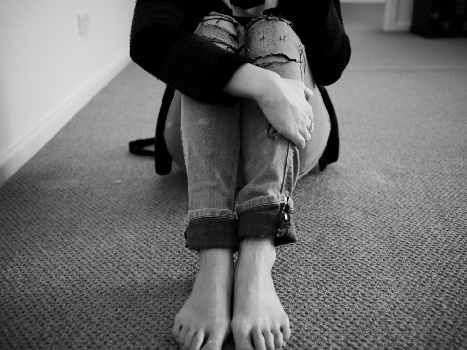 Black and white alone sad