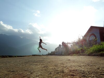 Woman girl jumping