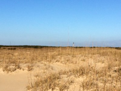 Distant view of Cape Hatteras Lighthouse