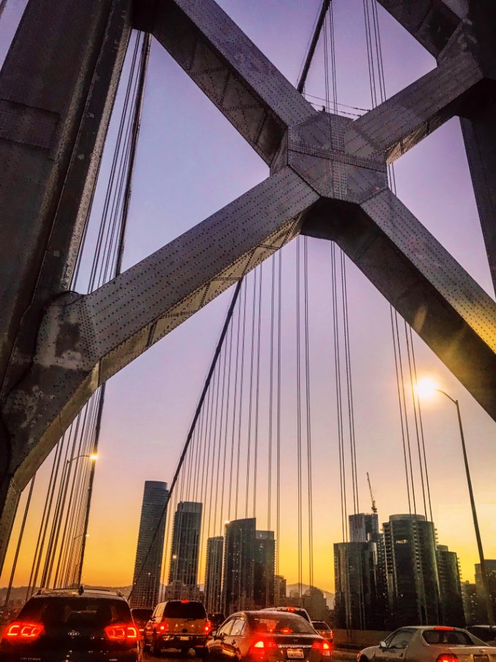 Sunset at Bay Bridge, San Francisco - California photo