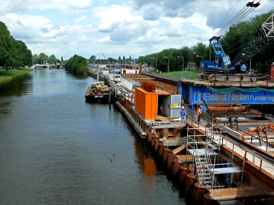2007.08 - A view over the canal Noord-Hollands canal, northerly of city Amsterdam city, along the construction site of the new metro tunnel in Amsterdam-North; Dutch city photo + geotag, Fons Heijnsbroek, The Netherlands
