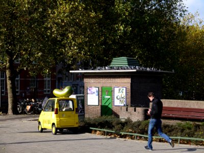 Sunday morning along the outermost canal of the old city Amsterdam - de Nassaukade / corner Kinkerstraat, the border of district Oud-West; urban photography in the Netherlands, Fons Heijnsbroek, 2013 photo