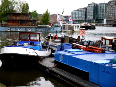 2013.06 - 'Municipal blue work-boats of Amsterdam city', in the Oosterdok; urban photography by Fons Heijnsbroek, the Netherlands photo