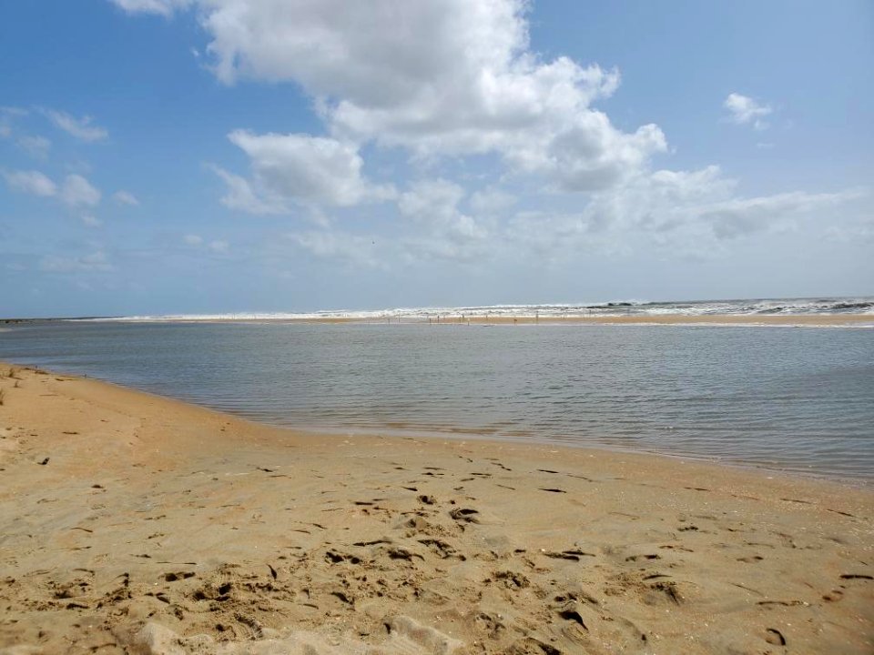 Hurricane Teddy - Trough of standing water from ocean overwash on South Beach (a) 09-21-2020