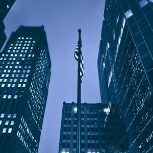 Old glory in skyscrapers