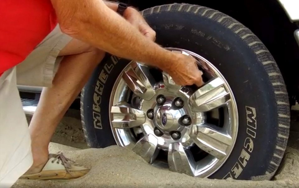 ORV Permittee Airing Down Vehicle Tire