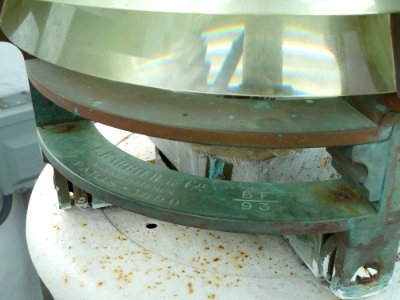 Fourth order Fresnel lens atop Ocracoke Lighthouse (closeup)