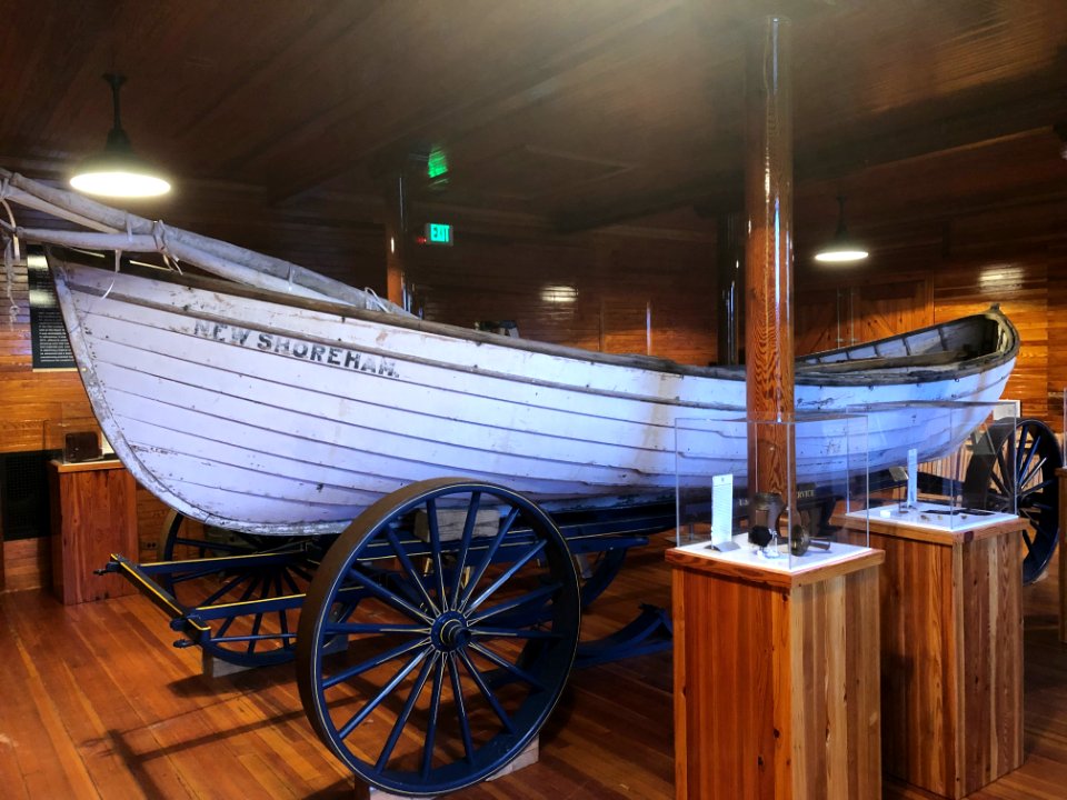 Beebe Pulling Surfboat, is on loan from Cape Hatteras National Seashore to Amagansett Life Saving Station on Long Island, New York