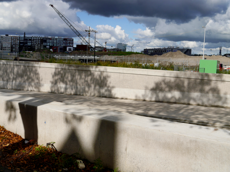 2016.10 - Amsterdam photos; A construction-site of a new concrete entry of a tunnel in the Houthavens with shadows - geo-tagged free urban picture, in public domain / Commons CCO; Dutch photography by Fons Heijnsbroek, The Netherlands