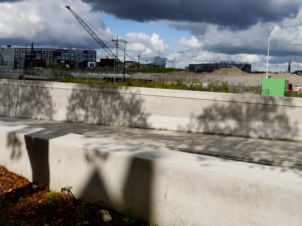 2016.10 - Amsterdam photos; A construction-site of a new concrete entry of a tunnel in the Houthavens with shadows - geo-tagged free urban picture, in public domain / Commons CCO; Dutch photography by Fons Heijnsbroek, The Netherlands photo