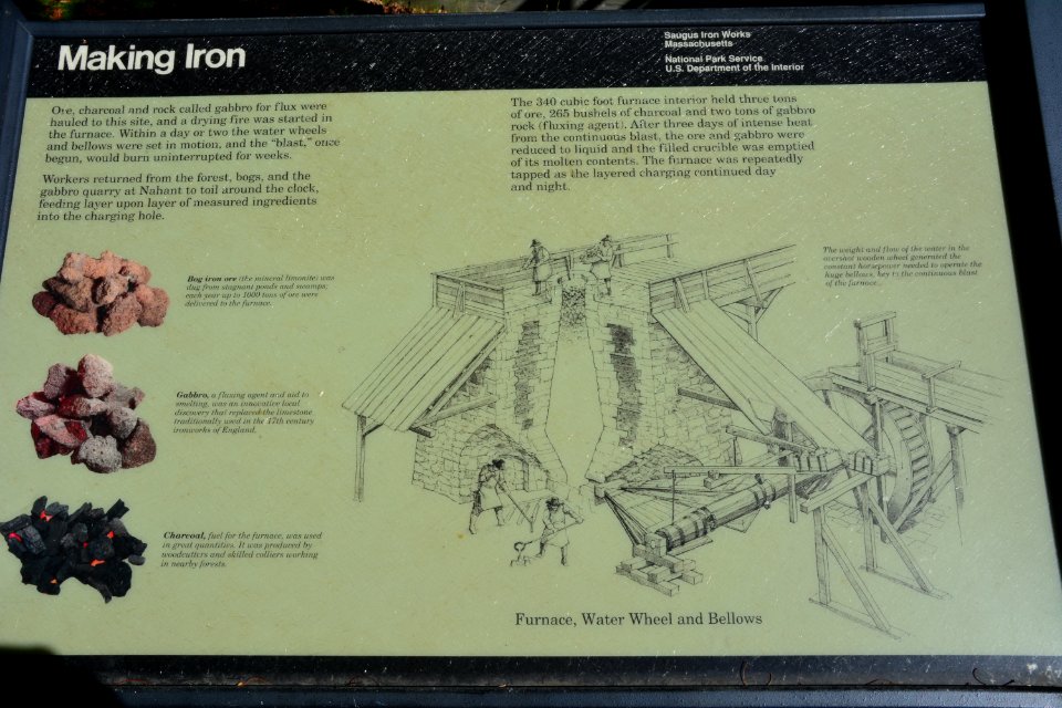Park wayside that explains process of making iron