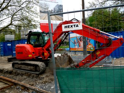 2013.05 - 'Photo of urban collage: road works and digging activities with billboards, in the street Mauritskade, near Dapper-market, Amsterdam city photo - urban photography by Fons Heijnsbroek photo