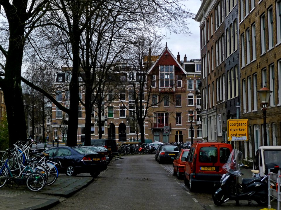 2013.04 - 'Streetview of a small neighborhood', with residential buildings, Amsterdam city photo by Fons Heijnsbroek, The Netherlands