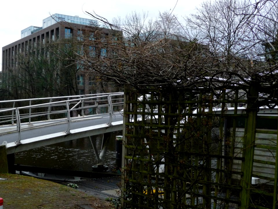 2013.04 - 'A metal-bowed bridge between branches and trees', in Amsterdam, urban photography by Fons Heijnsbroek, The Netherlands