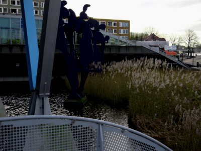 Modern architecture of the head-office of the local water for the Amsterdam region, view from the ground-level - on border of river Amstel; location near Omval / Spaklerweg in Amsterdam; - urban photography by Fons Heijnsbroek, the Netherlands, 2013 photo