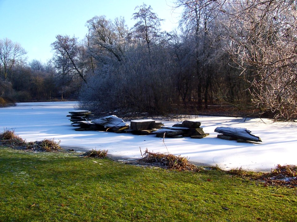 2007.12 - 'Photo of a frozen water pool in the Vondel-park, Amsterdam city', frozen urban nature in December; Dutch photo - urban photography by Arjan Heijnsbroek, The Netherlands
