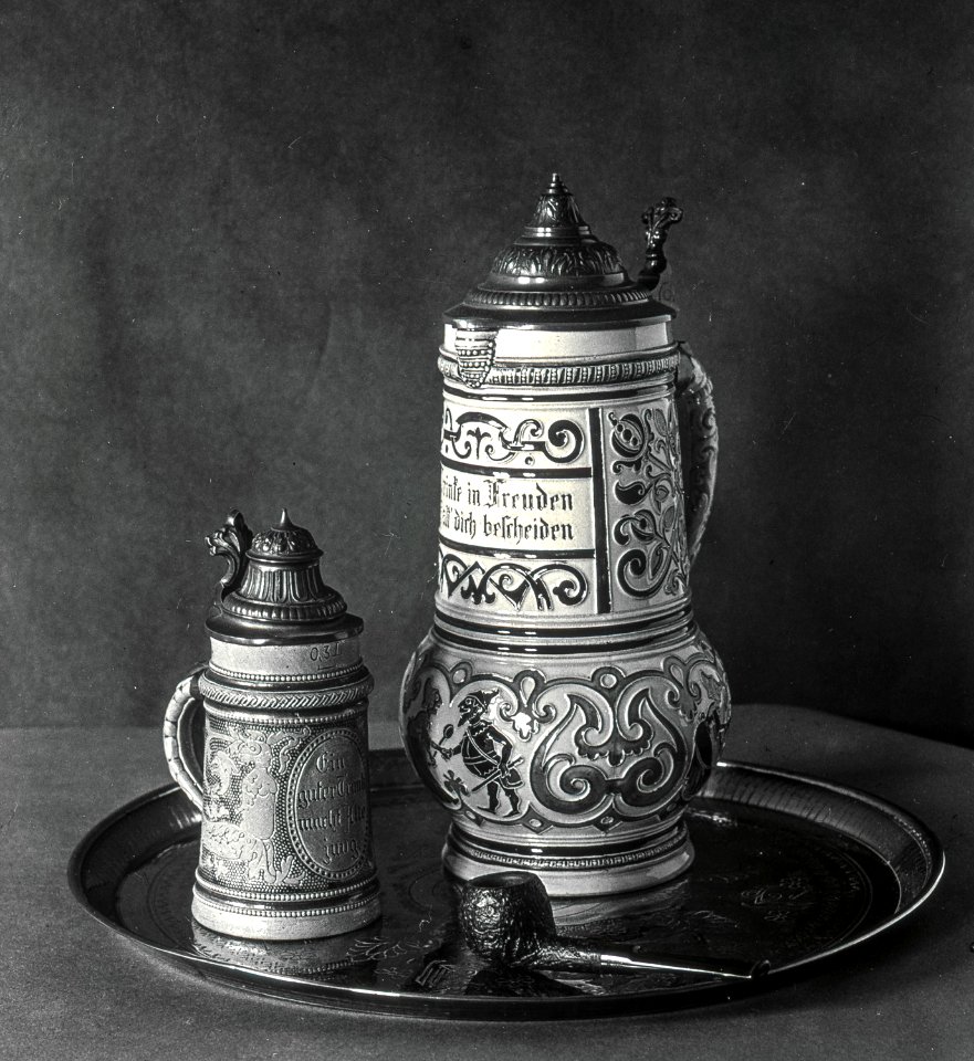 F. Parker Glass Plate - Old German Beer Vessels