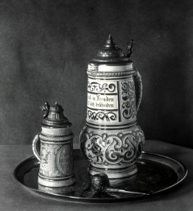 F. Parker Glass Plate - Old German Beer Vessels