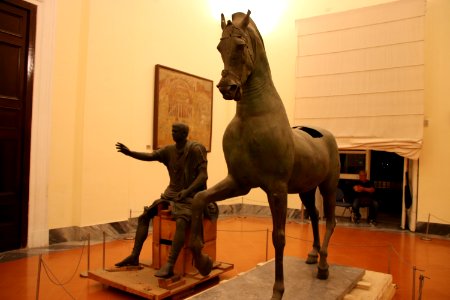Roman Bronze Horse and Rider Found Beneath Arch of Caligula, Pompeii