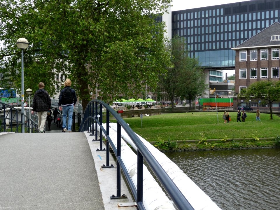 Footbridge between Plantage district and Roeterseiland, university area; urban photography of Amsterdam, Fons Heijnsbroek