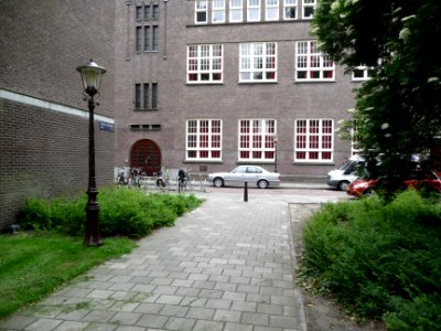 Amsterdam School architecture - facade and view over the small park between Plantage Westermanlaan and Middellaan; photo Amsterdam city; urban photographer Fons Heijnsbroek photo