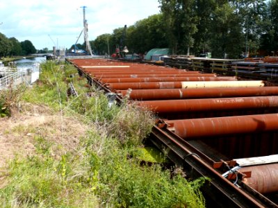 2007.08 - 'View over the construction site' - civil engineering for the underground tunnel - with the characteristic iron sheet pilings; location on the North side of Amsterdam city; Dutch city photo + geotag, Fons Heijnsbroek, The Netherlands
