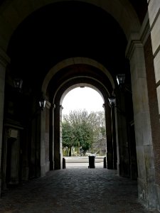 2013.04 - 'View through the interior of the neo-classical rebuilt city-gate Muiderpoort', on the border of the old city center of Amsterdam; urban photography, Fons Heijnsbroek photo