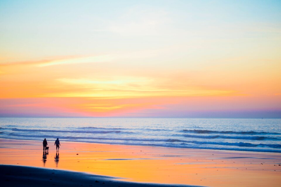 Beach sunset people