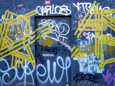 Graffiti tags and stripes on the wall - free photos of Amsterdam city, Fons Heijnsbroek photo