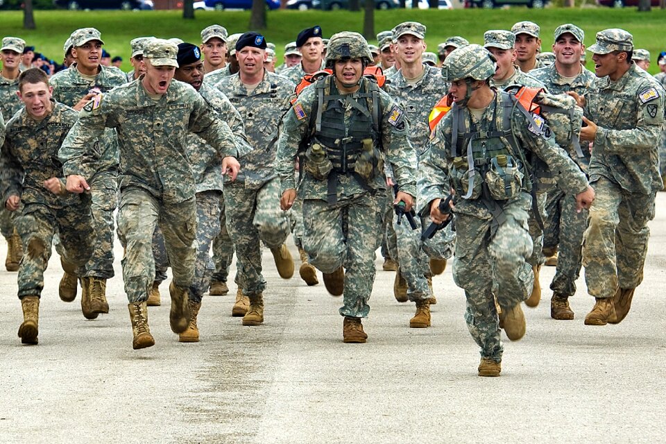 Determined men soldiers