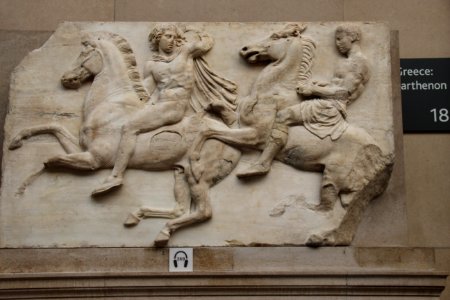 Parthenon Marble Sculpture of Horsemen, from the West Frieze, Designed by Pheidias, Athens, Acropolis, 438-432 BC photo