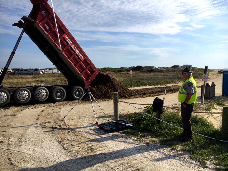 Receiving another load of materials at ORV Ramp 4