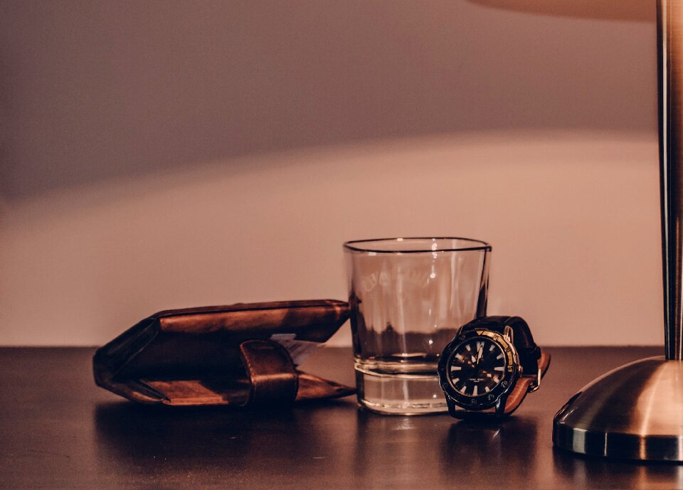 Bedside table lamp belongings