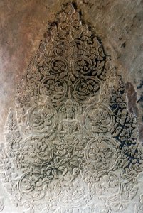 Cambodia temple mural flowers photo