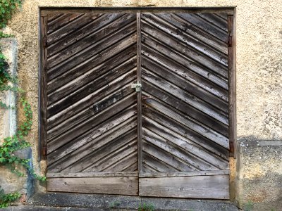 Old wooden garage door photo