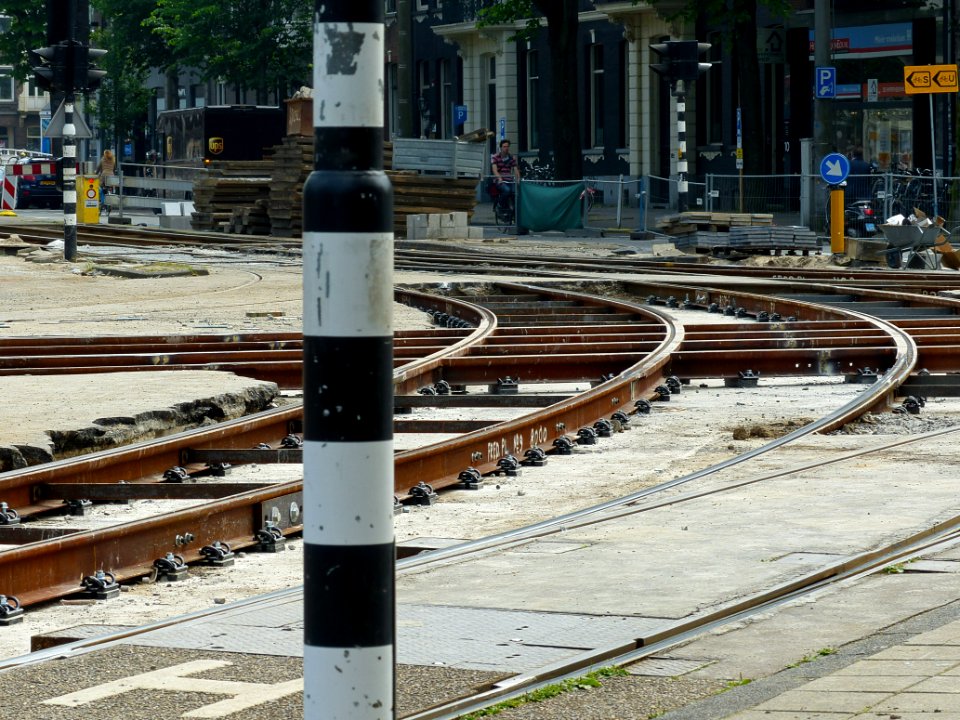 Renovatie van de tramrails op het Frederiksplein Amsterdam / Tramtrack renovations at the square Frederiksplein in Amsterdam city 1