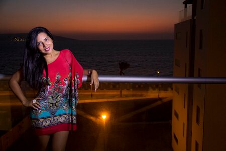 Red dress mini dress beach at night