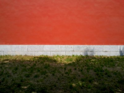 Red painted wall photo