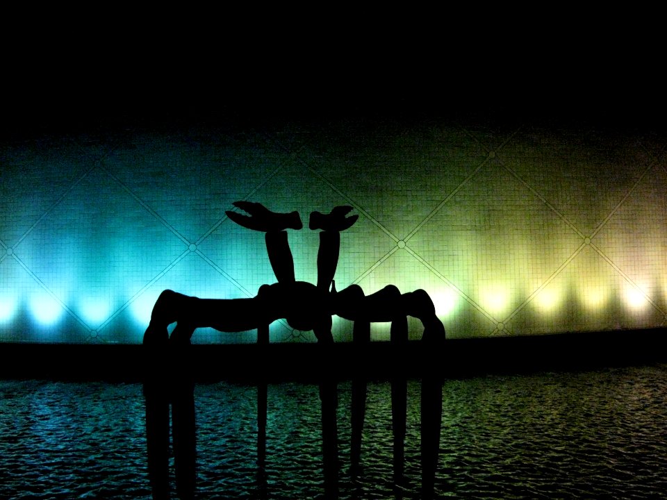 Kissing Deer at Night: Hong Kong Space Museum