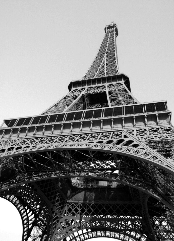 The eiffel tower black and white france