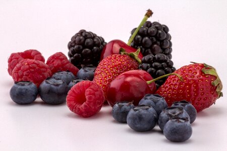 Raspberries strawberries still life photo